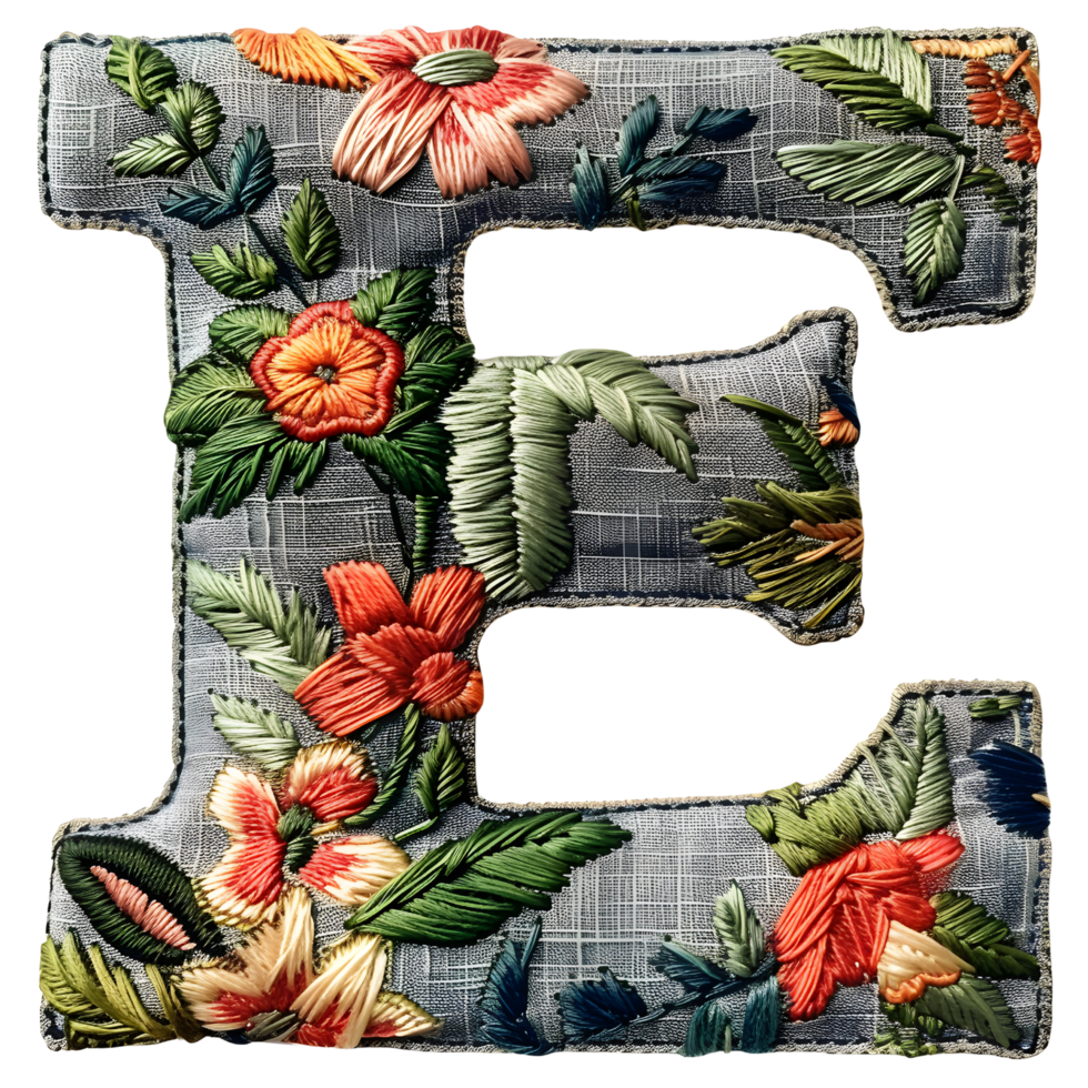 Floral Letter E Embroidery Design png