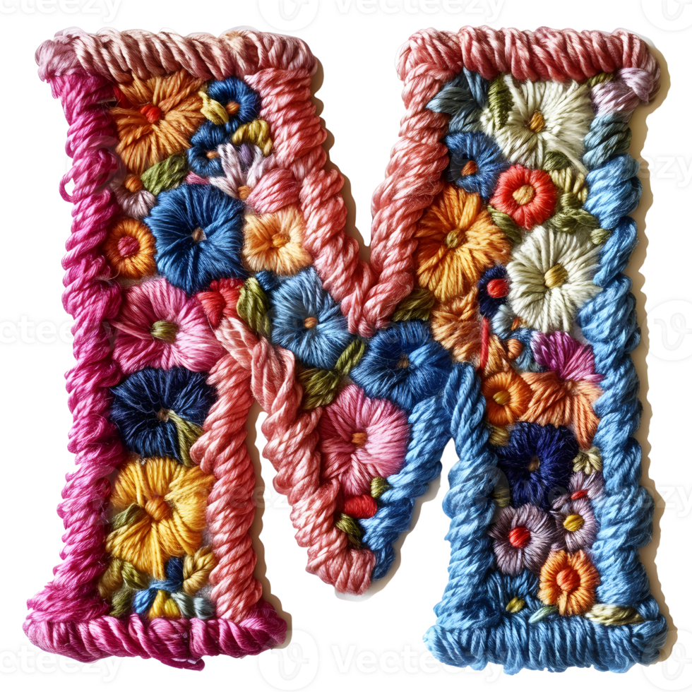 Artistic Embroidery Stitches for Letter M png