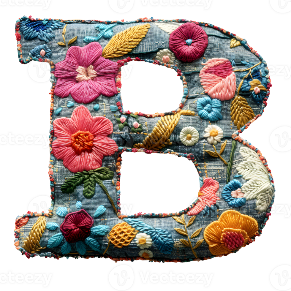 Crafted Letter B Embroidery Art Creative Stitches png