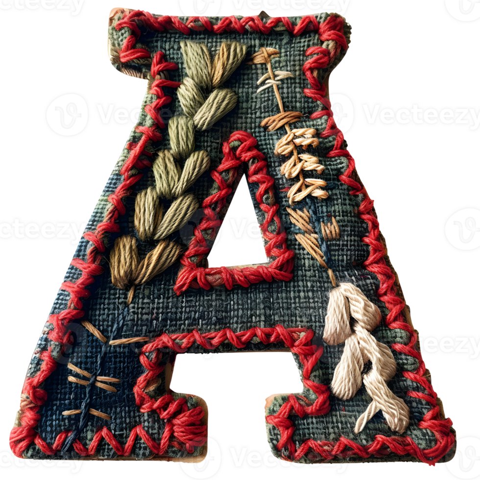 Handcrafted Letter A Embroidery Pattern png