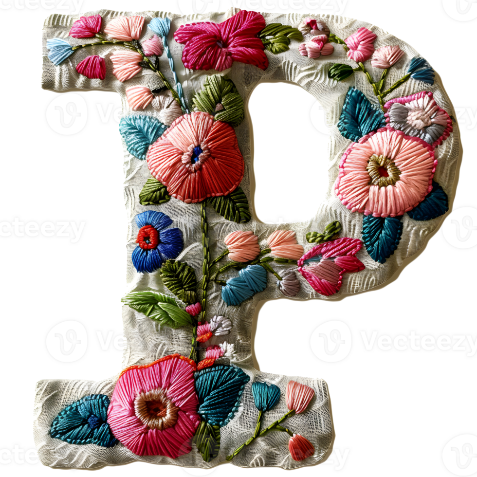 Artistic Letter P Embroidery Pattern png