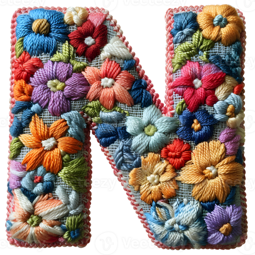 Artistic Letter N Embroidery Pattern png