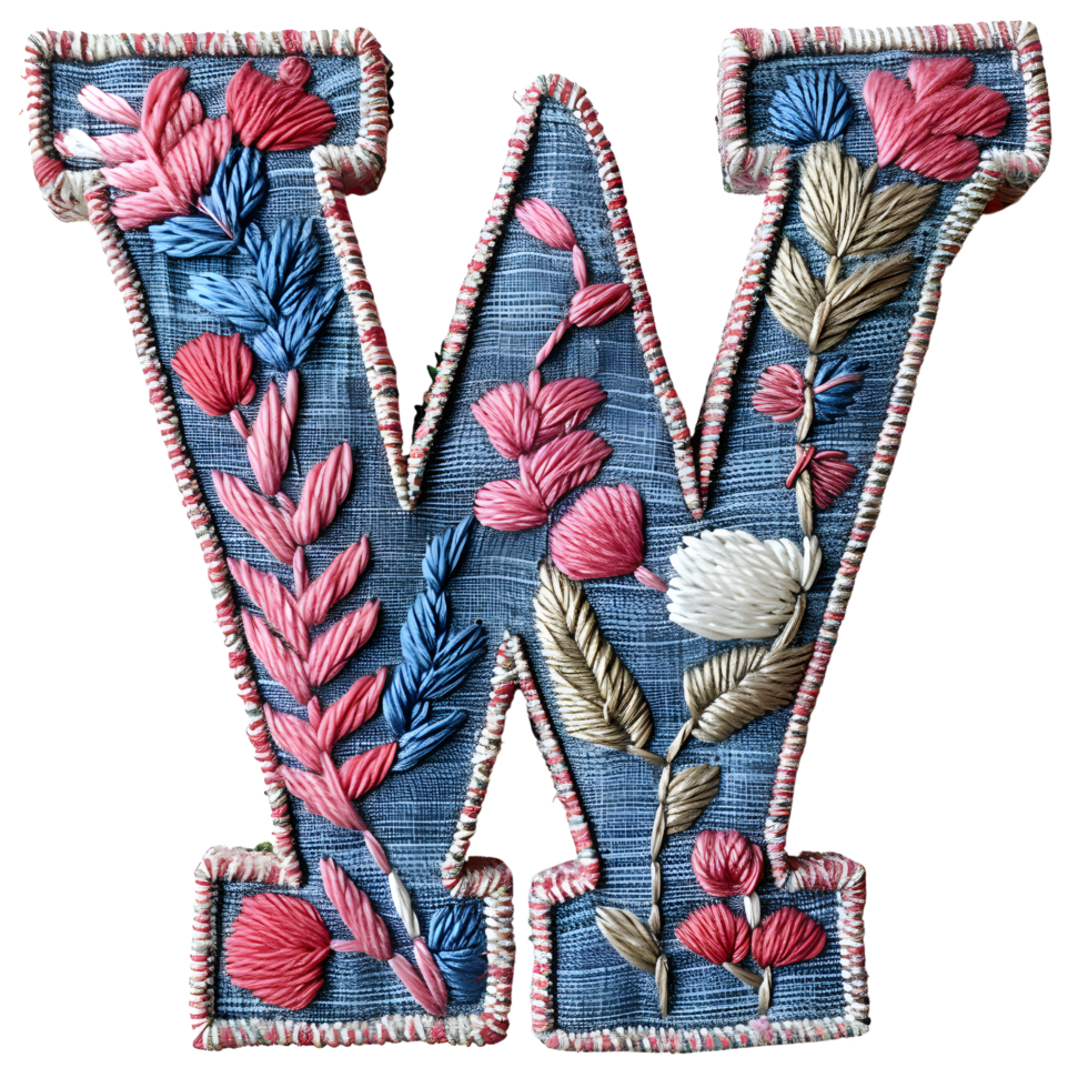Custom Stitched Letter W Design png