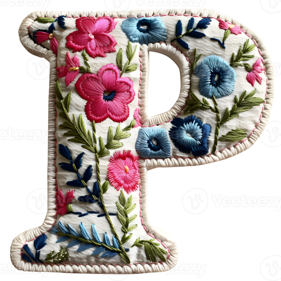 Creative Letter P Embroidery Artistry png