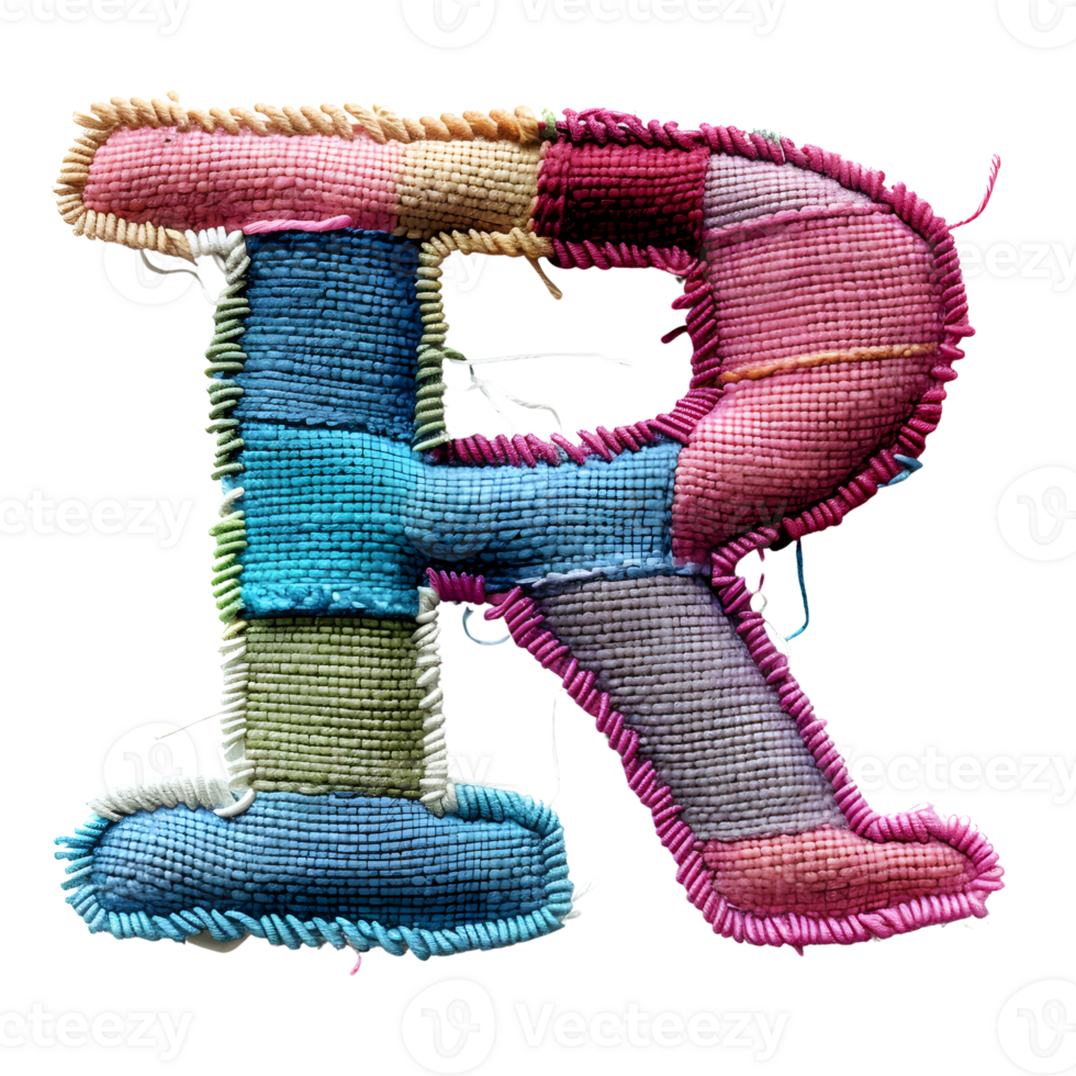 Stitched Letter R Artwork Unique Embroidery png