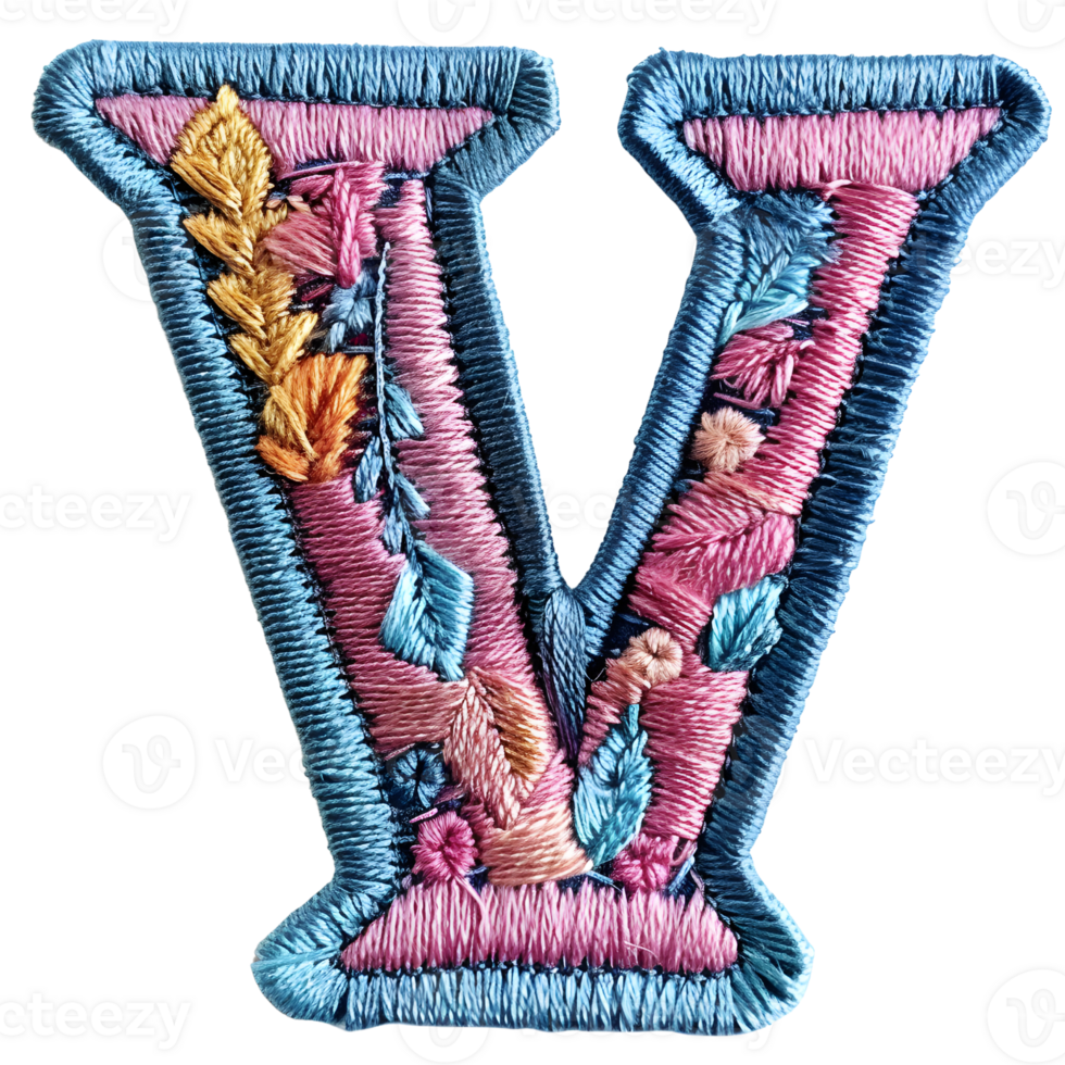 Handcrafted Letter V Stitching Unique Design png