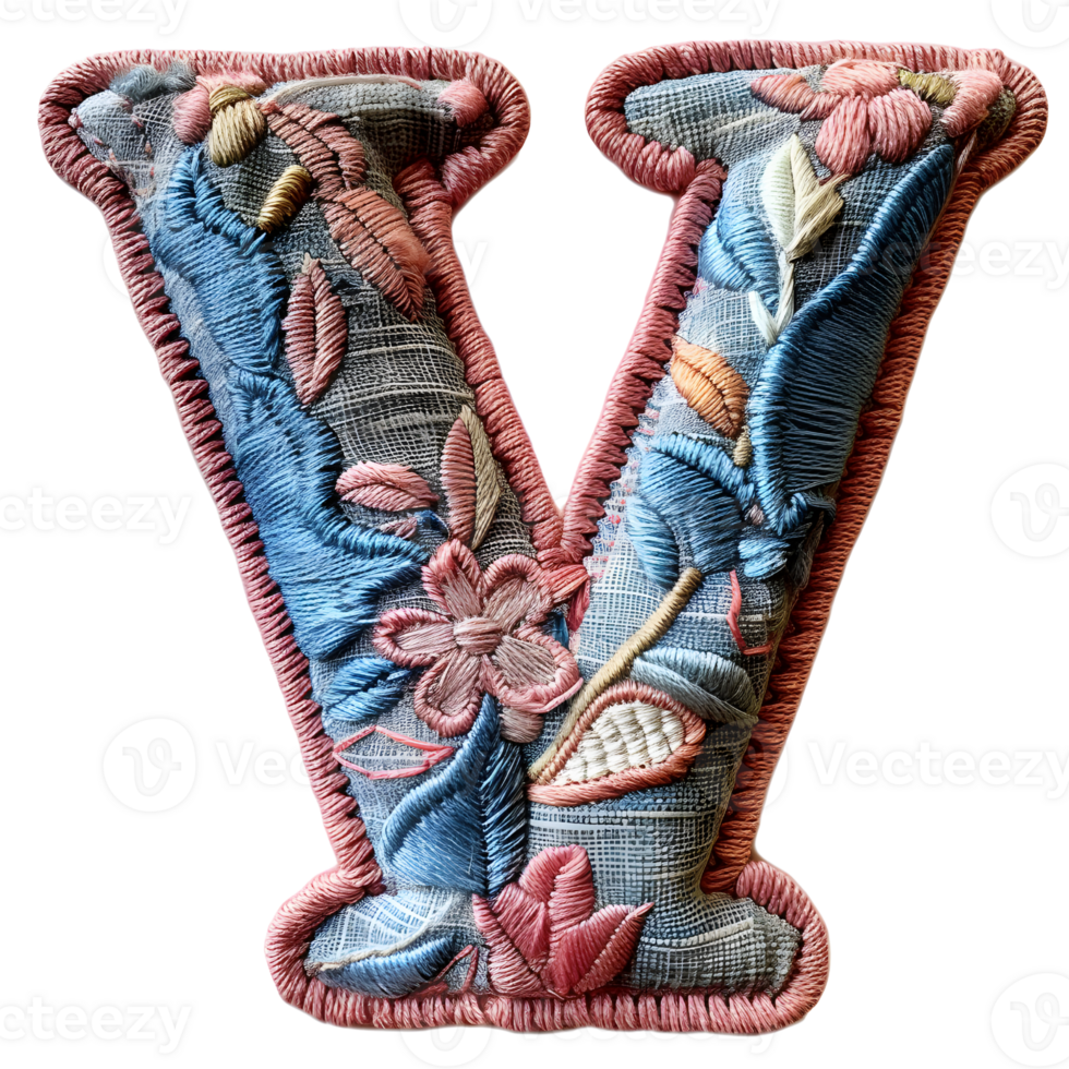 Letter V Embroidery Design Custom Stitches png