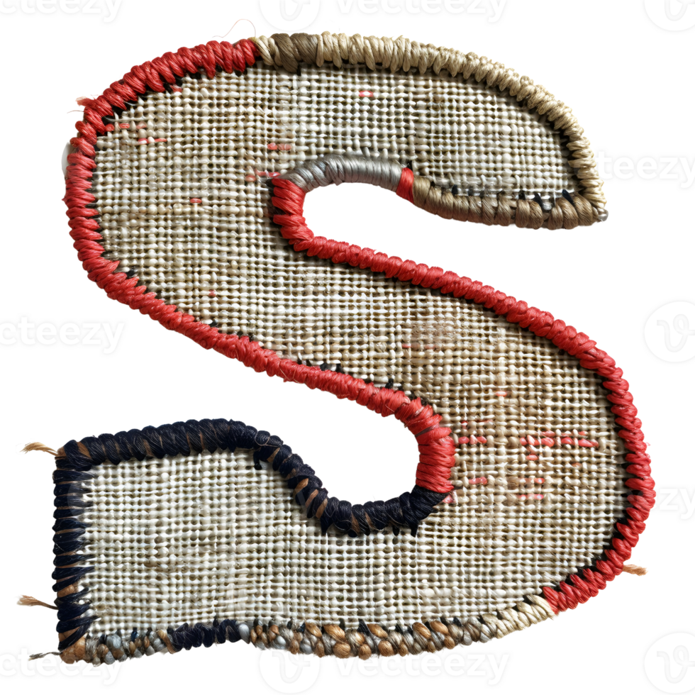 Unique Letter S Embroidery with flower Pattern png