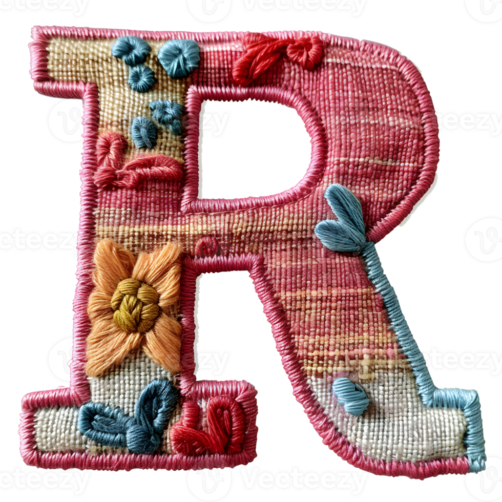 Custom Embroidery Stitches Letter R Design png