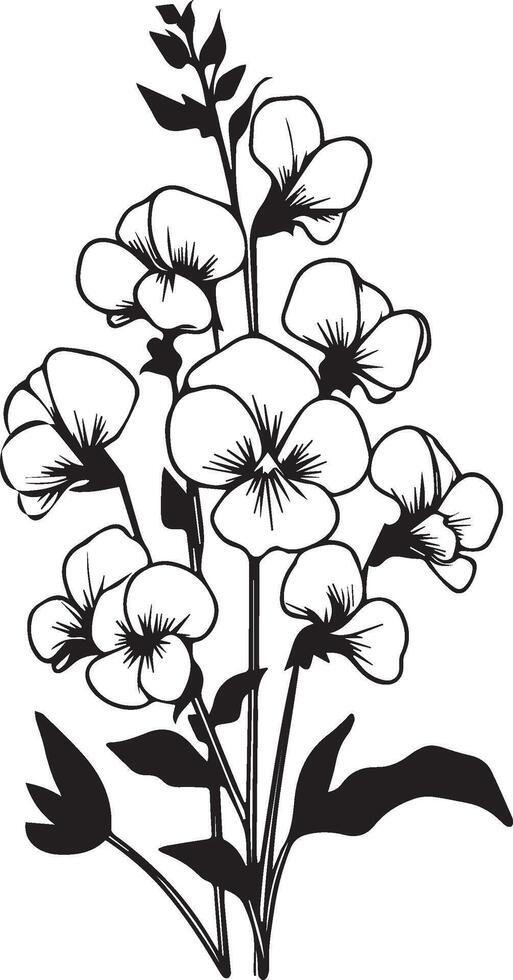 negro y blanco floral ilustraciones con hojas y flores para decorando o colorante páginas, moderno y minimalista, abril nacimiento flor dulce guisante y margarita flor dibujo, abril nacimiento flor colorear vector