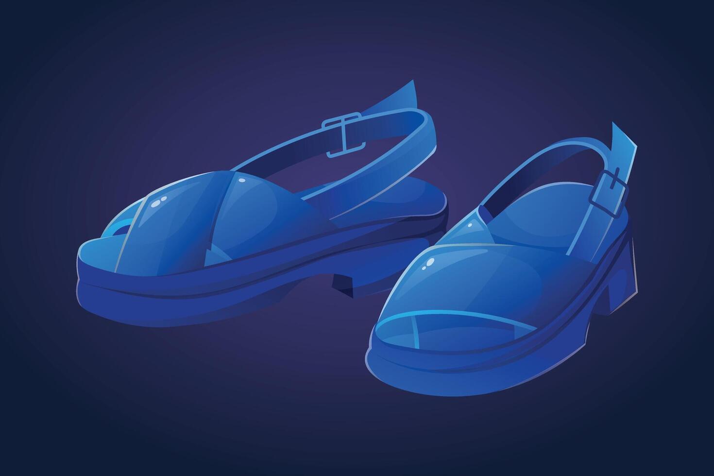 Summer women's blue sandals. isolated cartoon illustration of shoes. vector