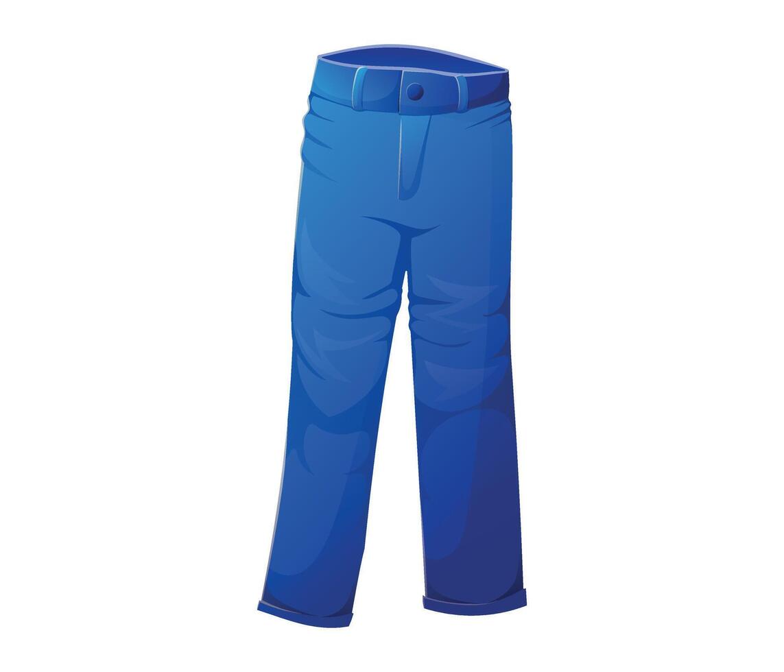 Classic cartoon blue men's or women's jeans, pants isolated illustration. vector