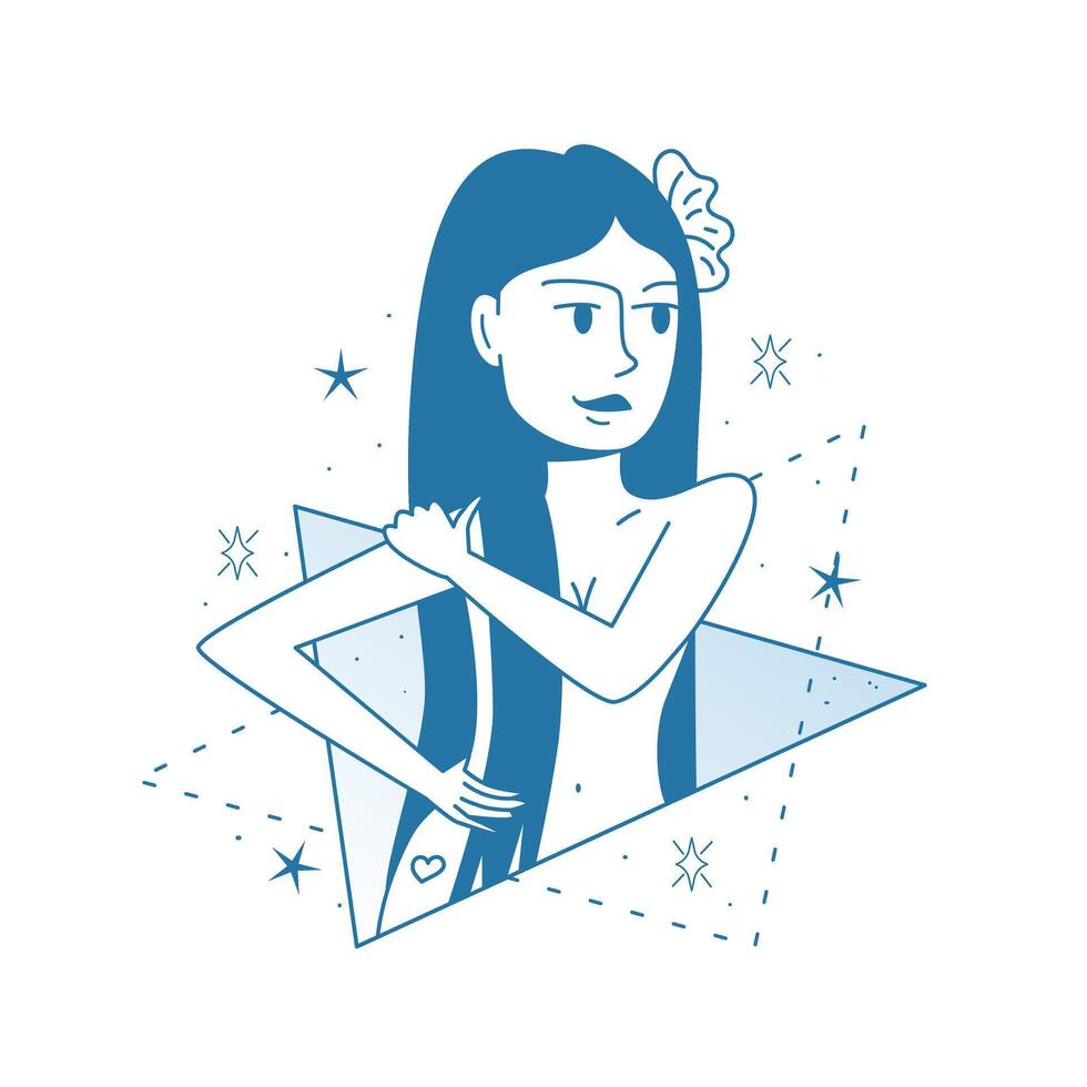 minimalista moderno hembra zodíaco firmar Virgo. astrología místico personaje estilizado ilustración en plano estilo vector