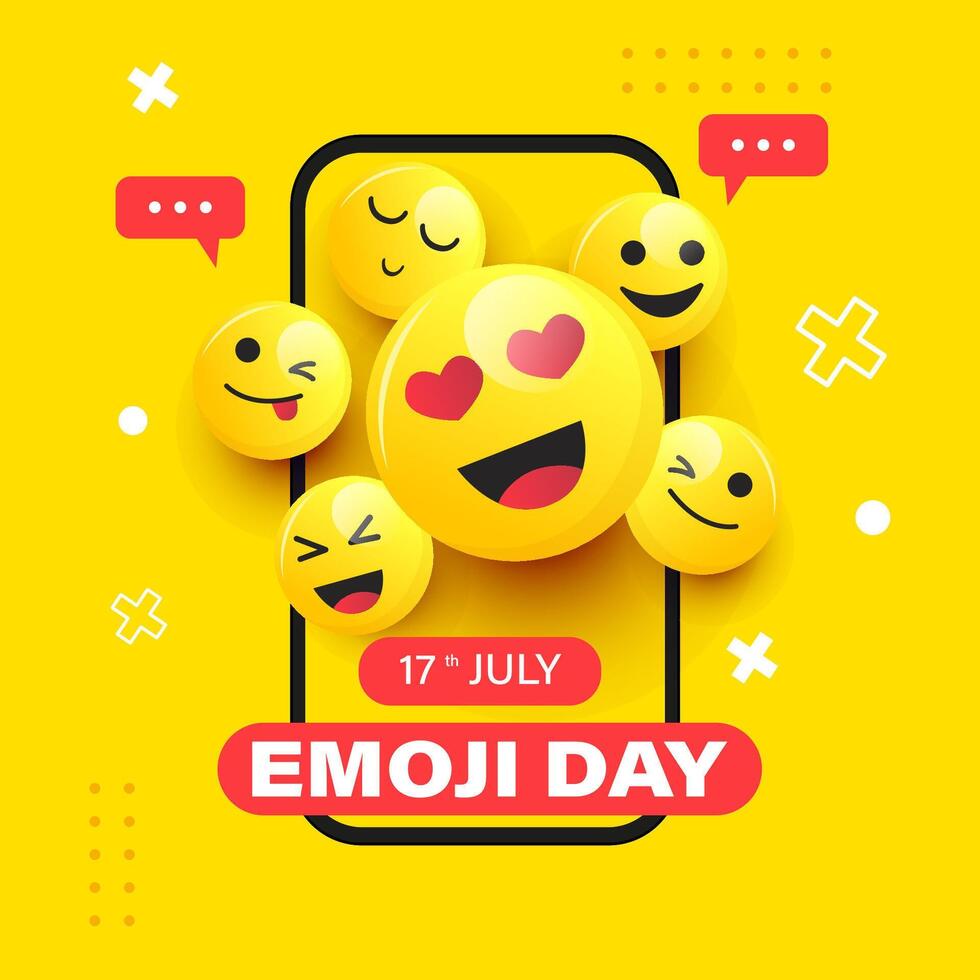 Emoji day illustration. Emoji and phone vector