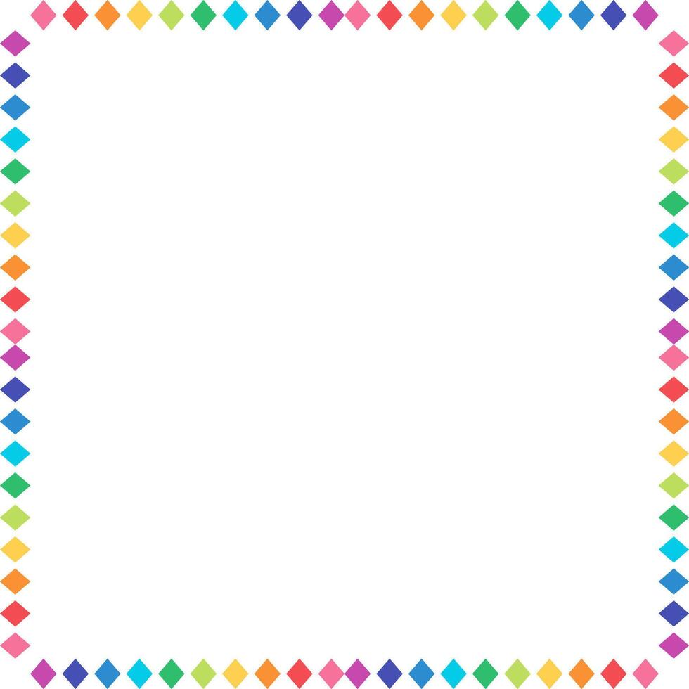 Square Frame Made Of Rainbow Colored Small Rhombus vector