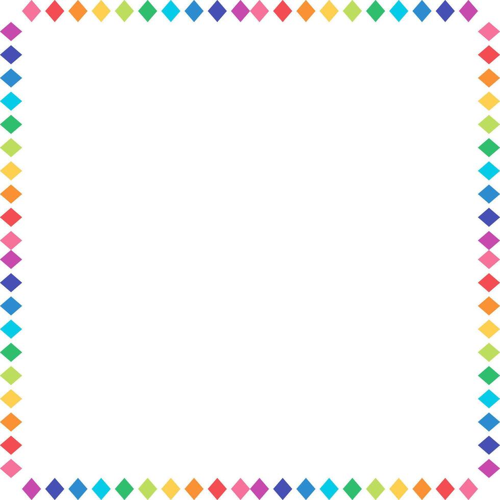 Square Frame Made Of Rainbow Colored Small Rhombus vector