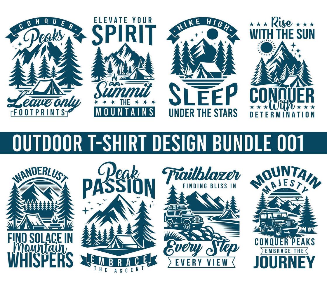 montaña excursionismo cámping camiseta diseño manojos diseño vector