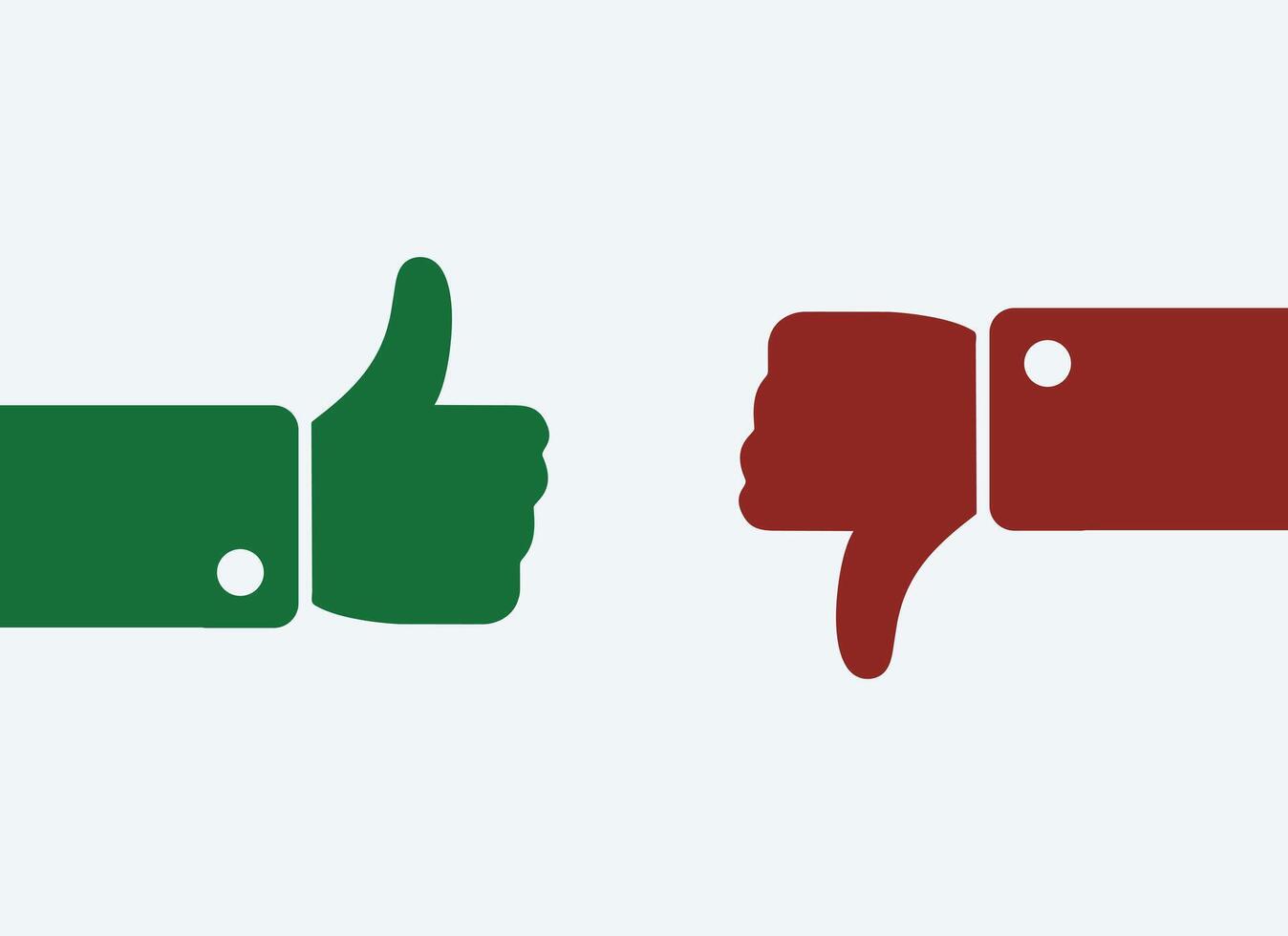 Thumb up and thumb down icon that shows the feeling of like and dislike on facebook vector