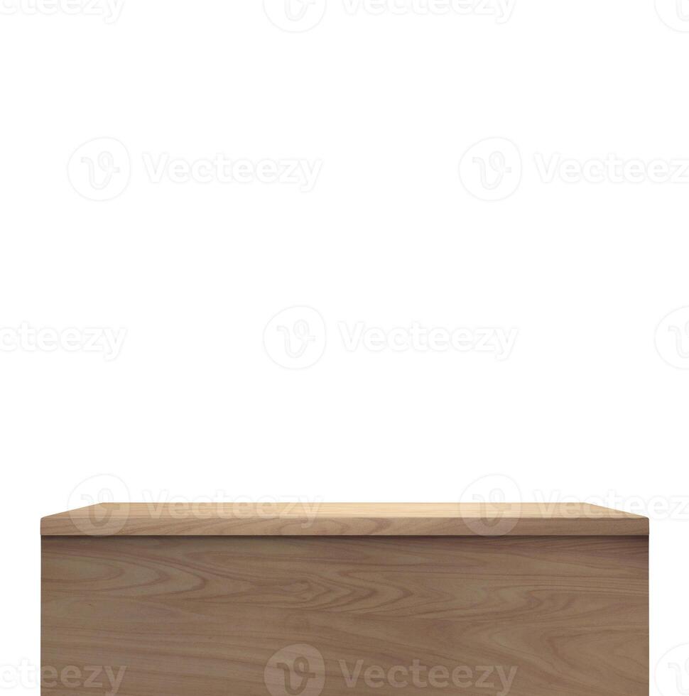 Empty wooden table. Front view. Isolated on a white background photo