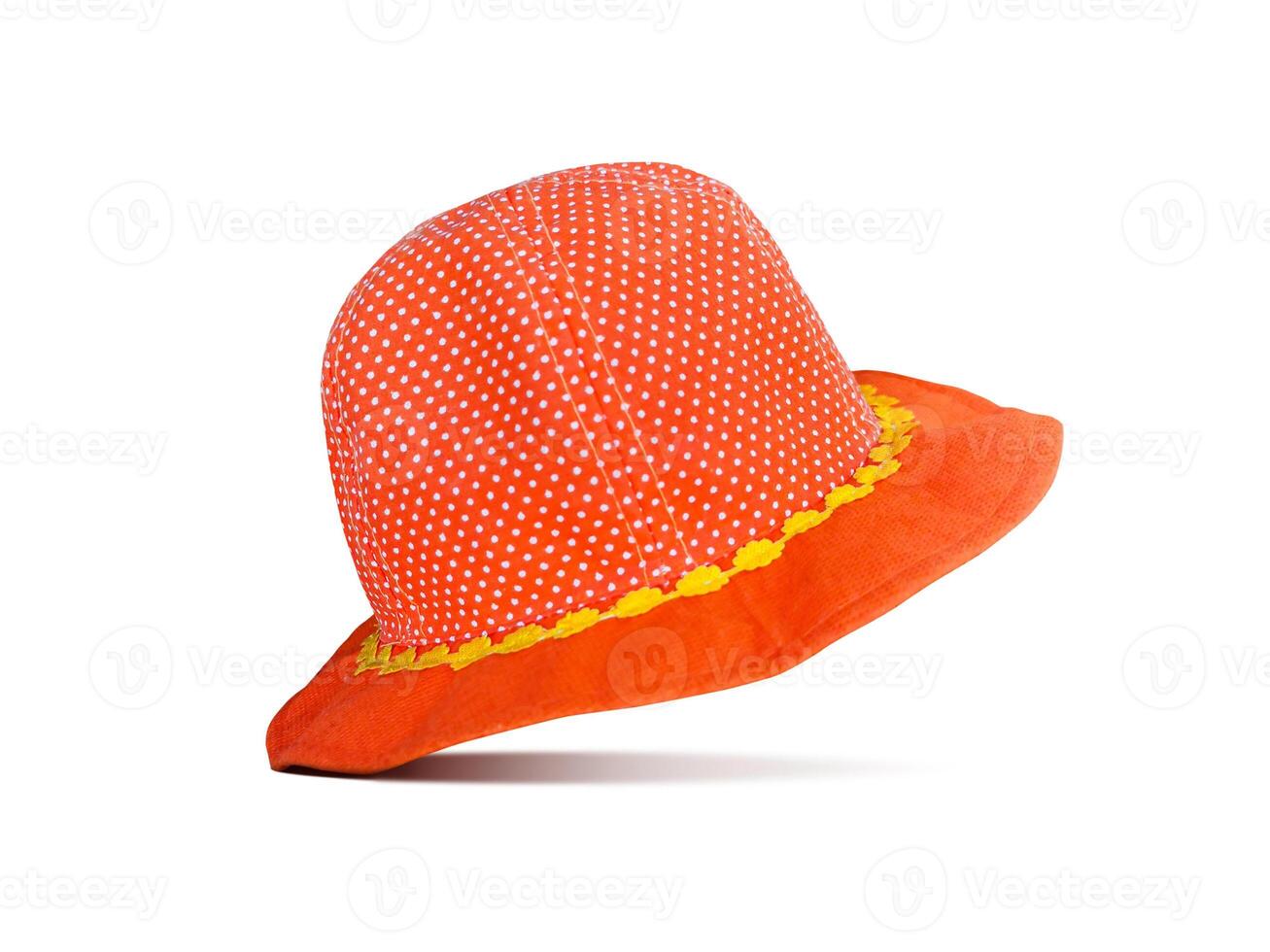 Orange Children's Bucket Hat Isolated on a white background photo