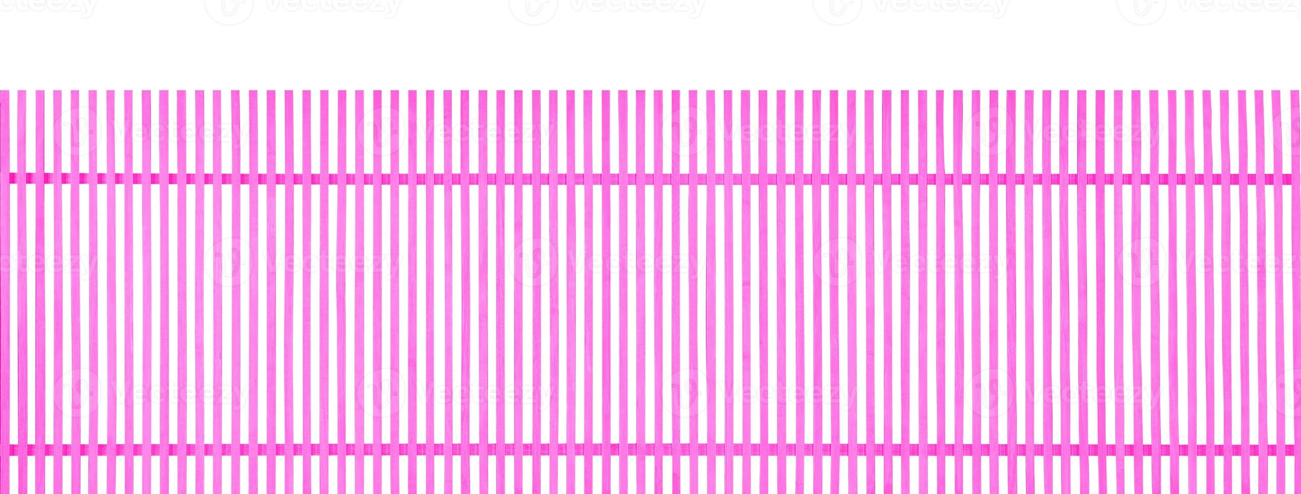Pink vertical wooden fence on white background photo