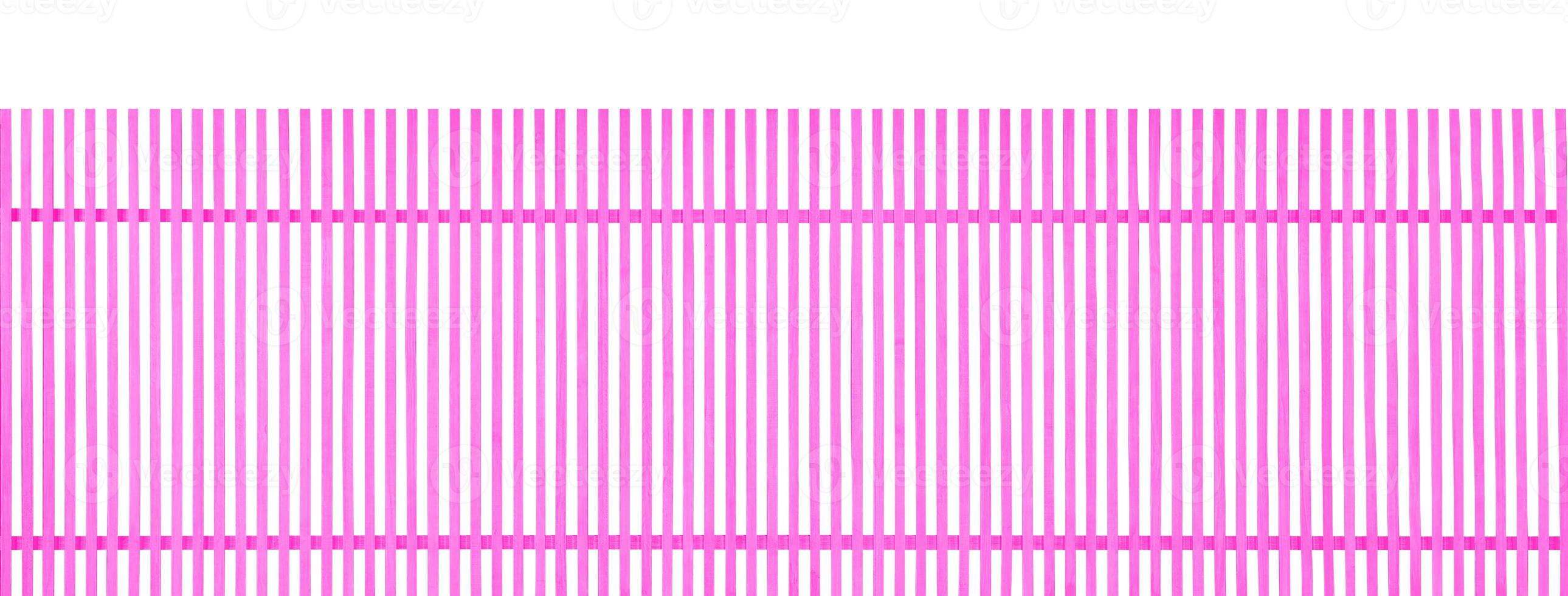 Pink vertical wooden fence on white background photo