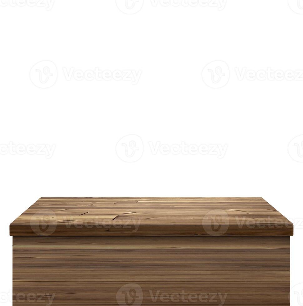 Empty wooden table. Front view. Isolated on a white background photo