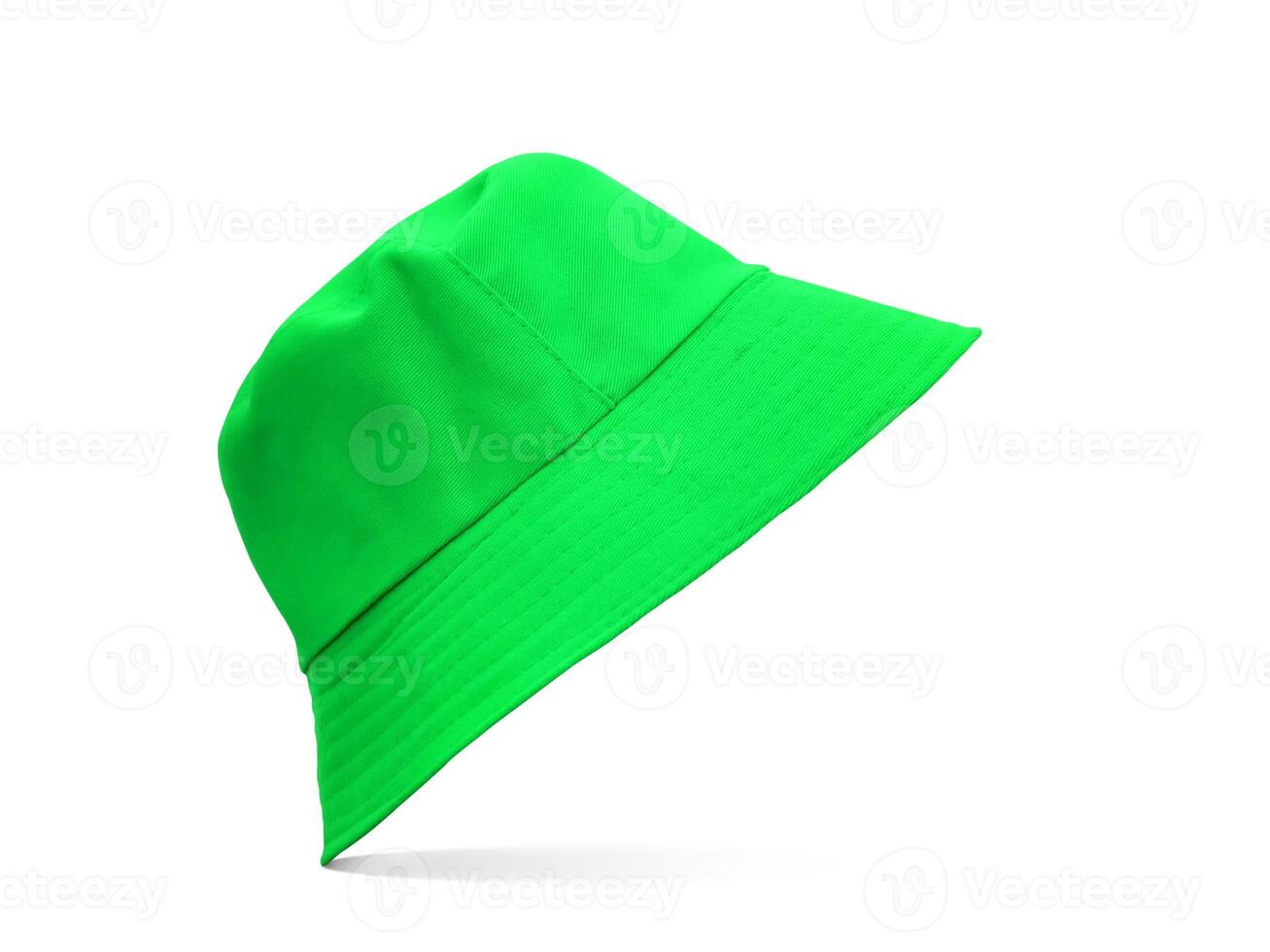 Green bucket hat isolated on white background photo