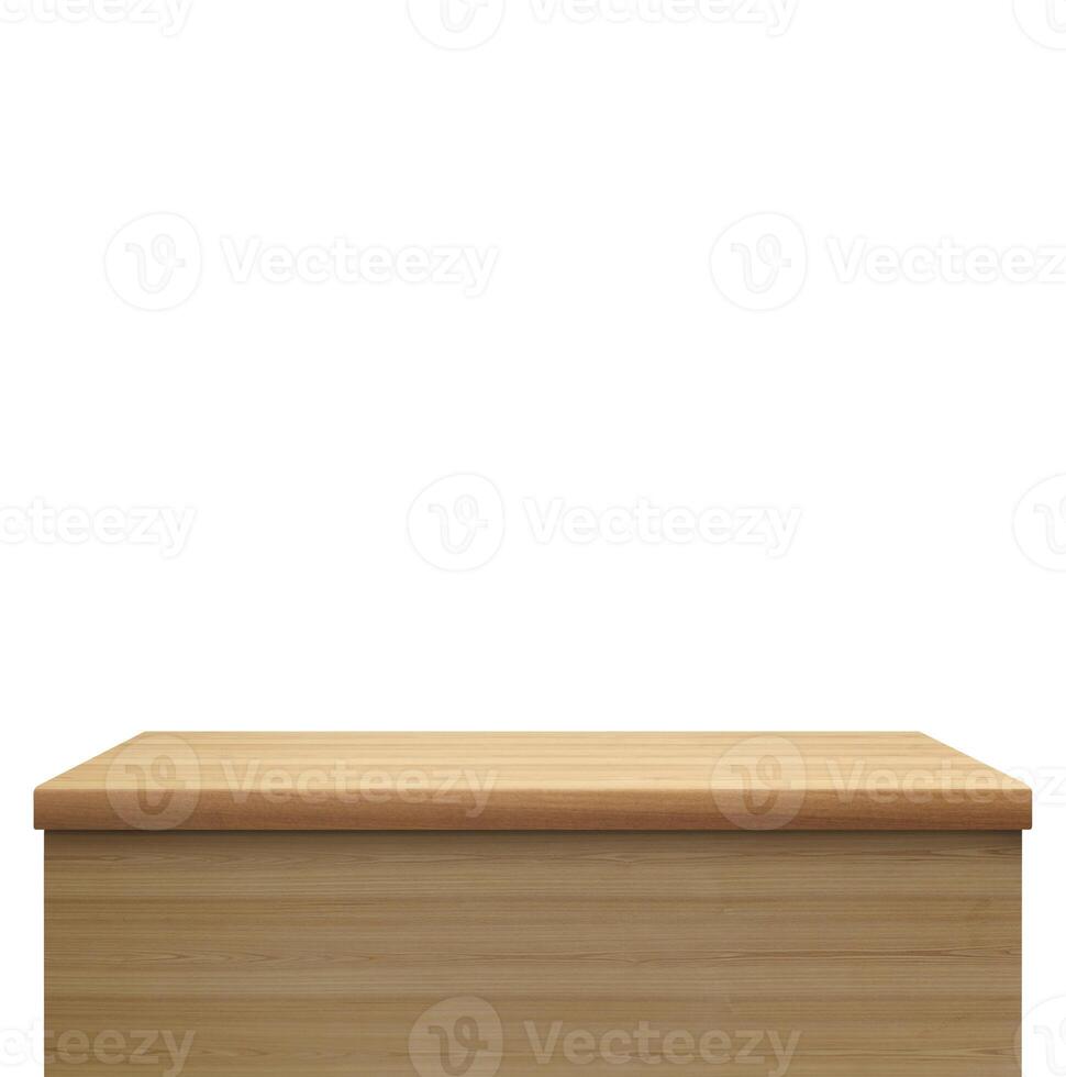 Empty wooden table. Front view. Isolated on a white background photo