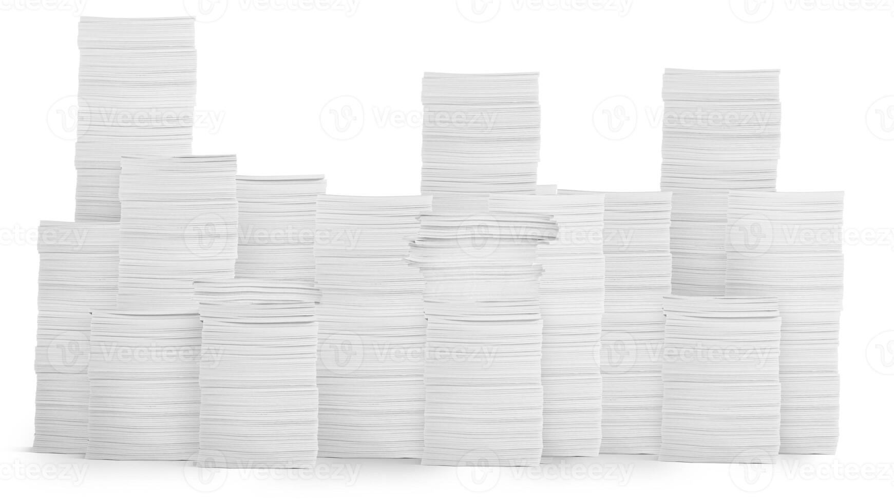 stack of papers isolated on a white background photo