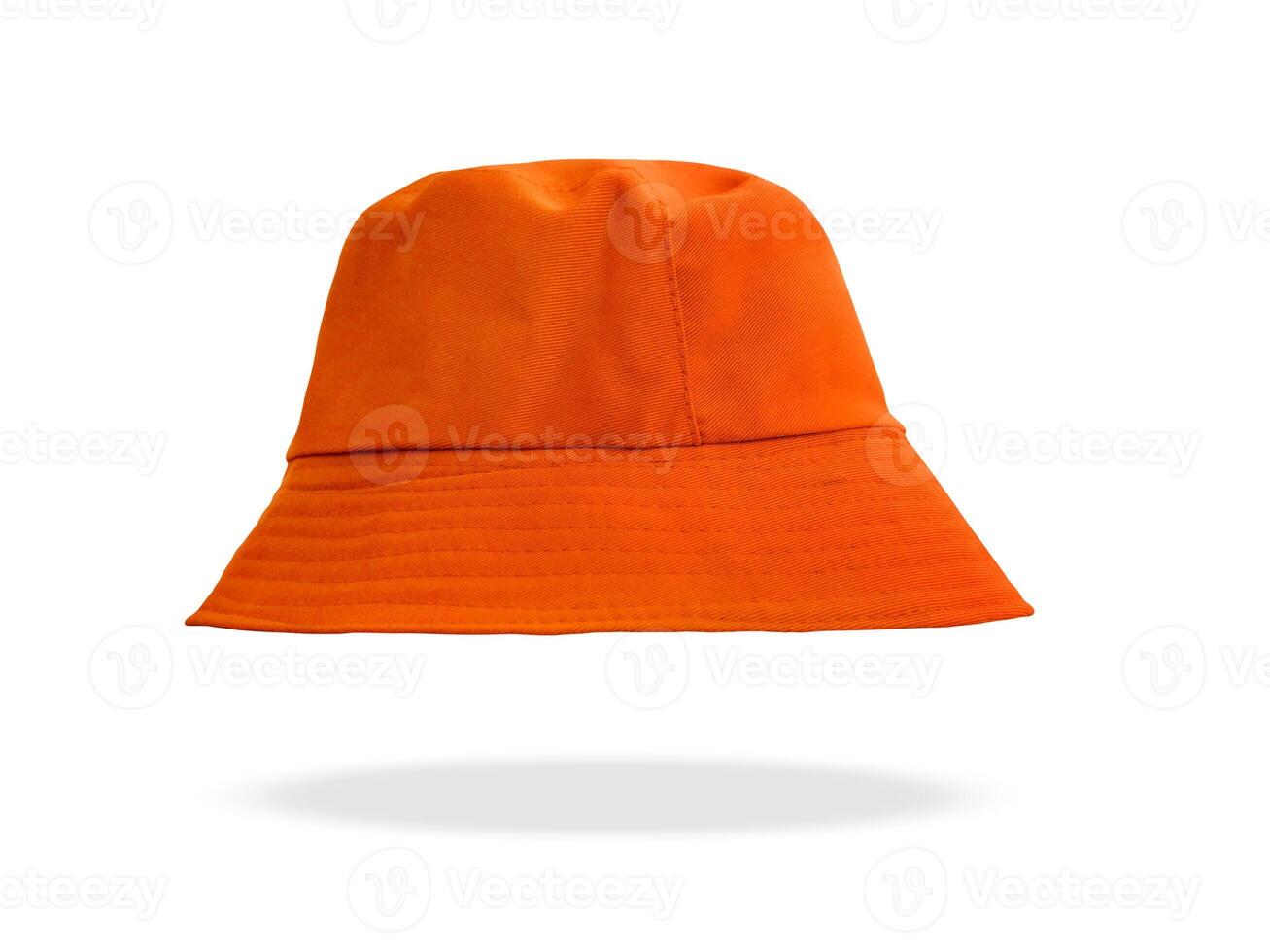 Orange bucket hat isolated on white background photo