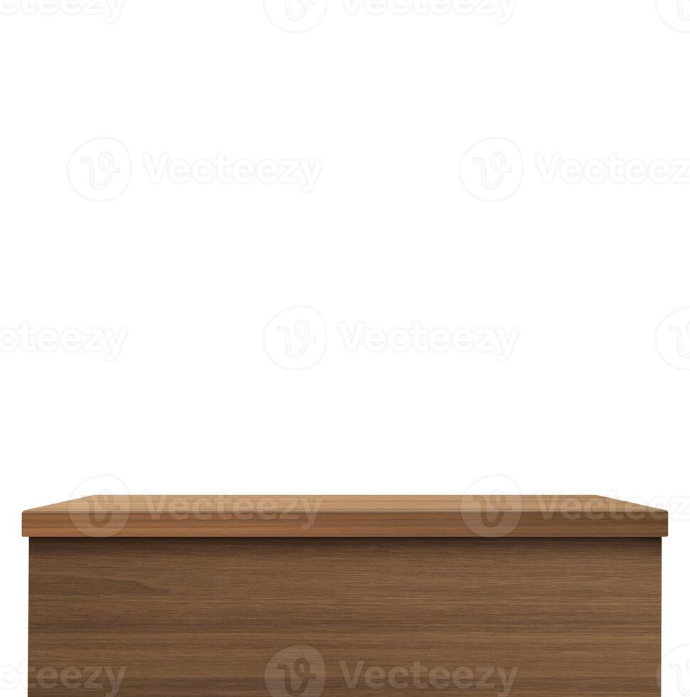 Empty wooden table. Front view. Isolated on a white background photo