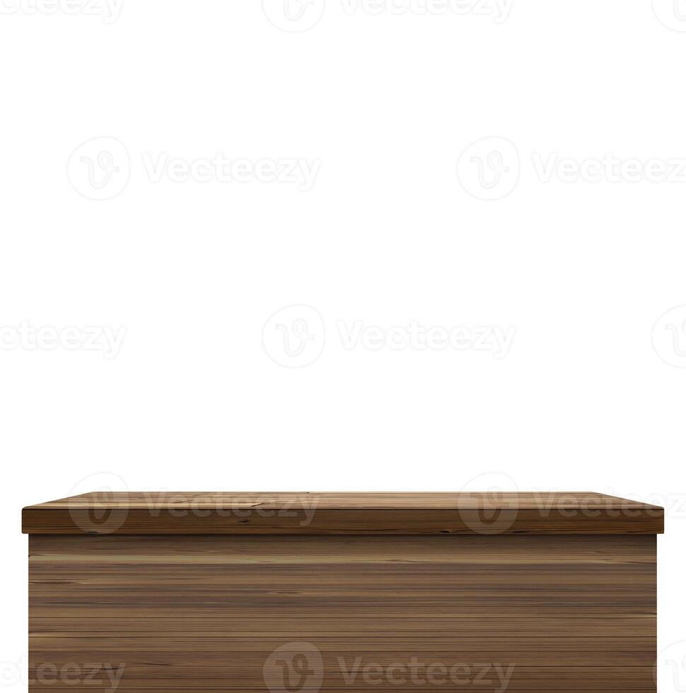 Empty wooden table. Front view. Isolated on a white background photo