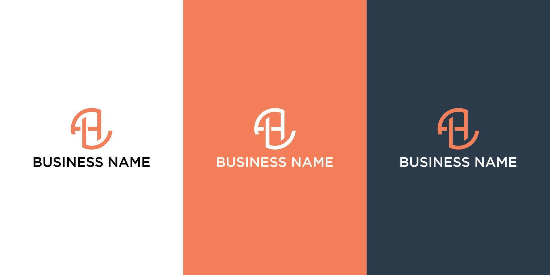 Initial letter l and h modern linked circle round lowercase logo vector