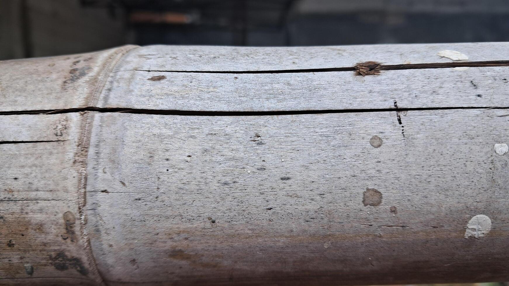 a close up of a wooden pole with a hole in it photo