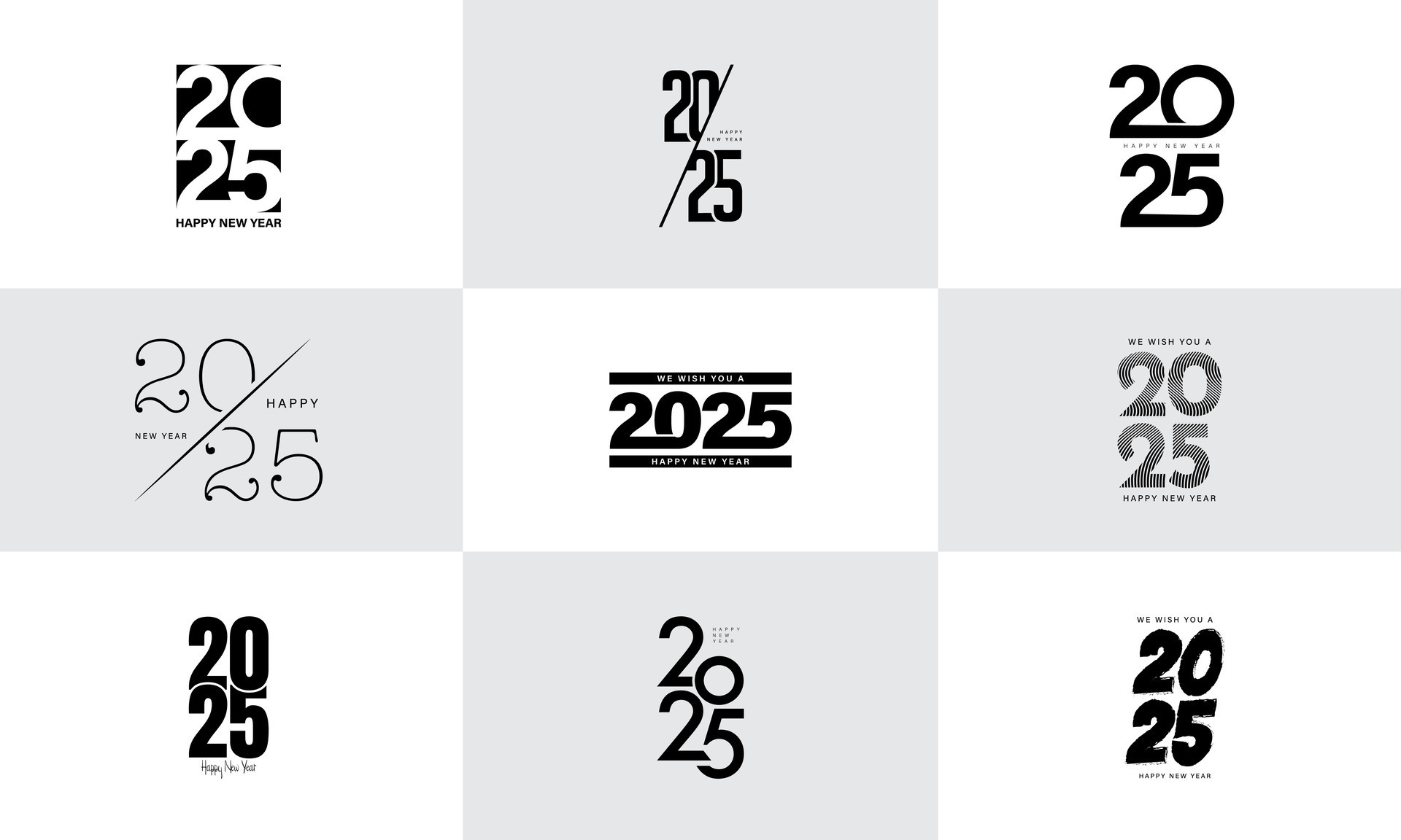 Big Set of 2025 Happy New Year logo text design. 44310358 Vector Art at