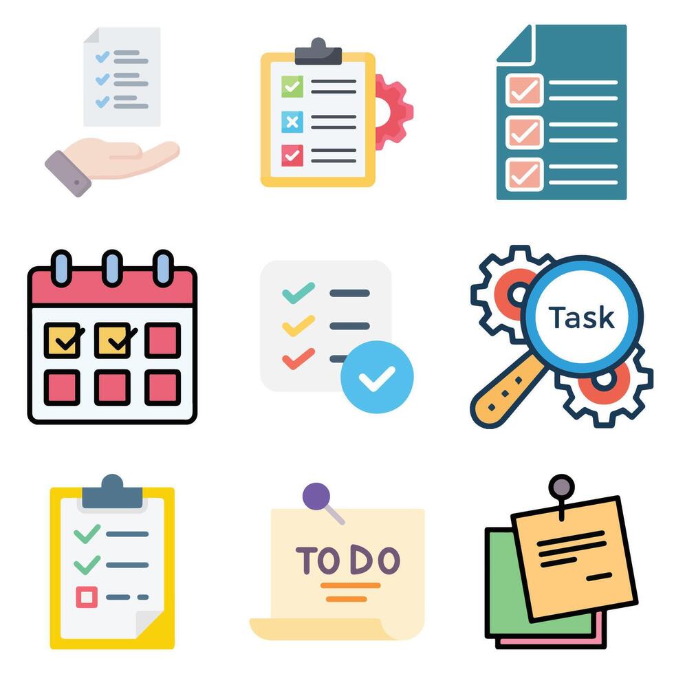 A set of tasking icons in a trendy linear style vector