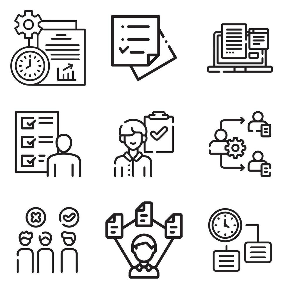 A set of tasking icons in a trendy linear style vector