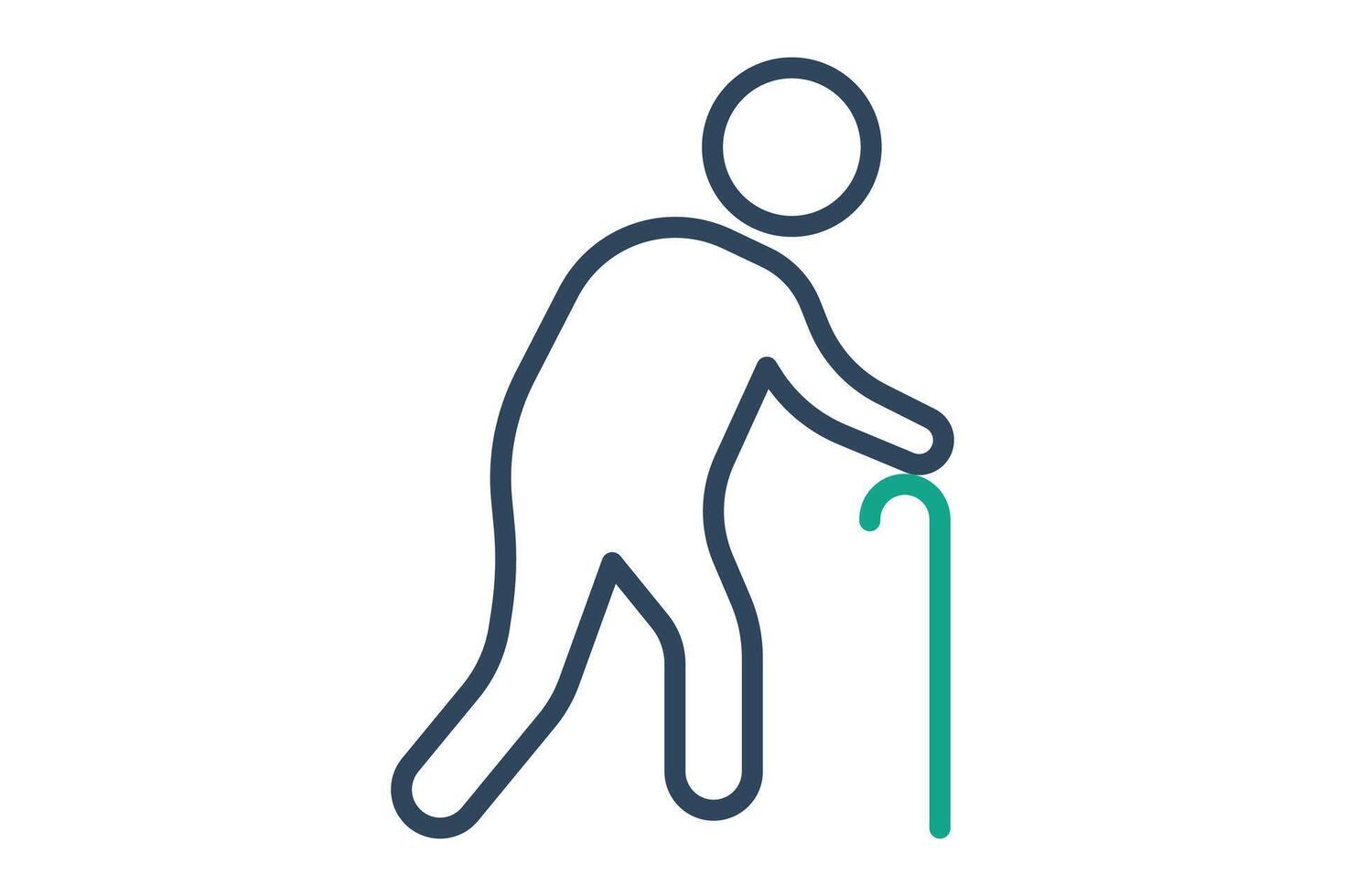 elderly icon. elderly people use walking sticks. line icon style. old age element illustration vector