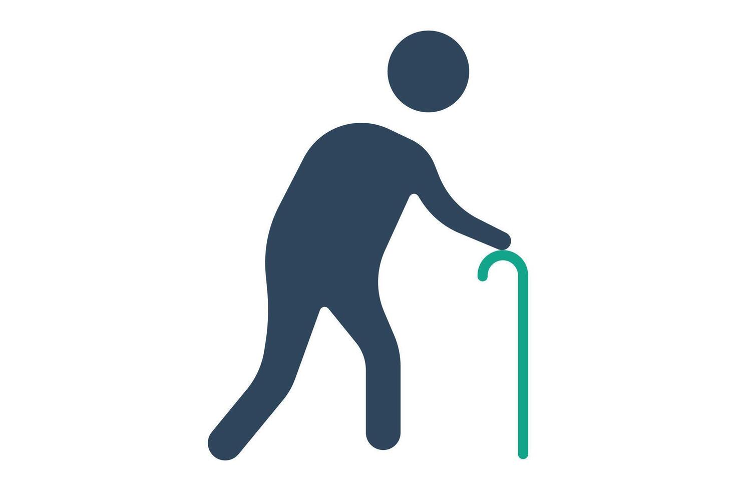 elderly icon. elderly people use walking sticks. solid icon style. old age element illustration vector