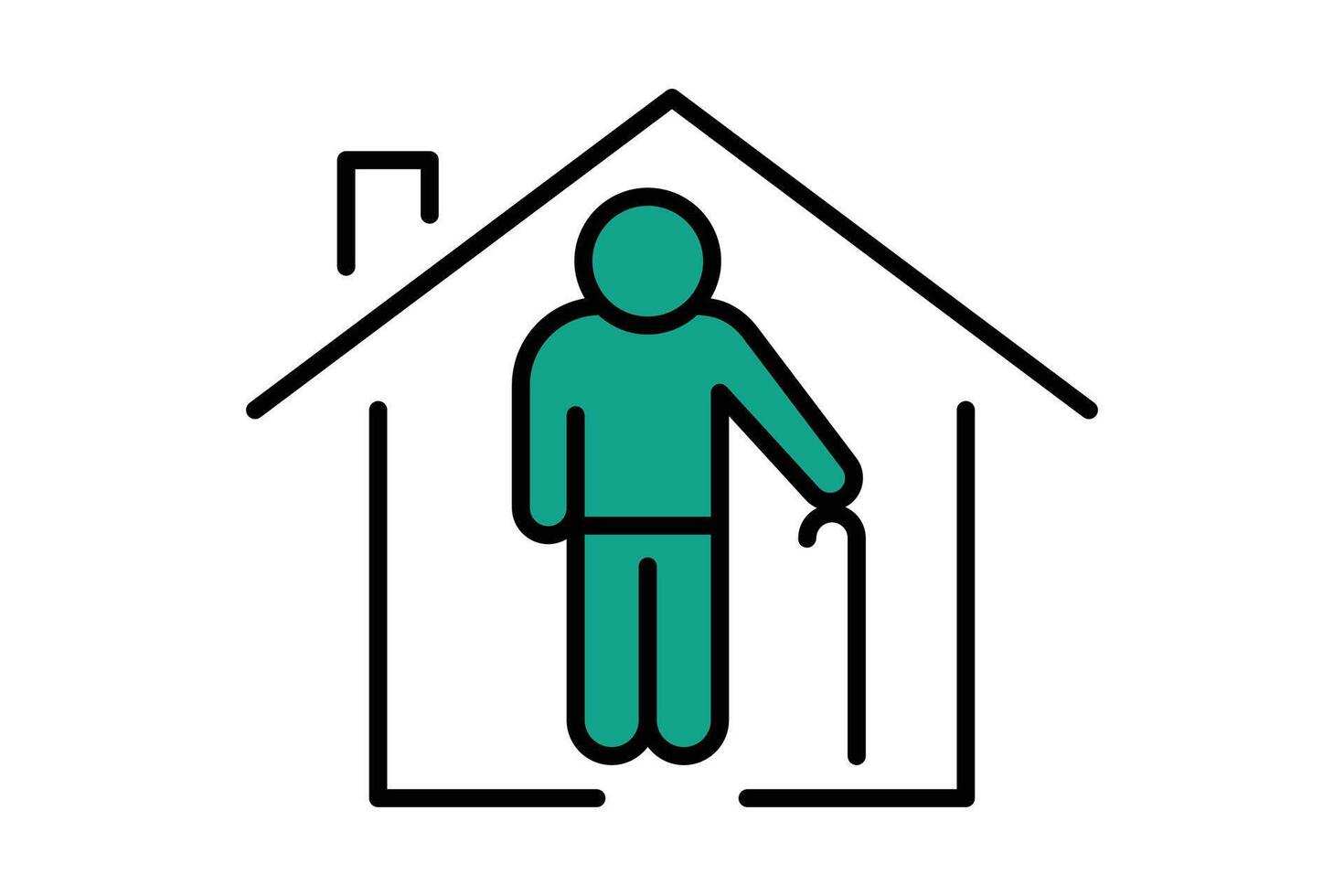 retirement icon. house with elderly. icon related to elderly. flat line icon style. old age element illustration vector