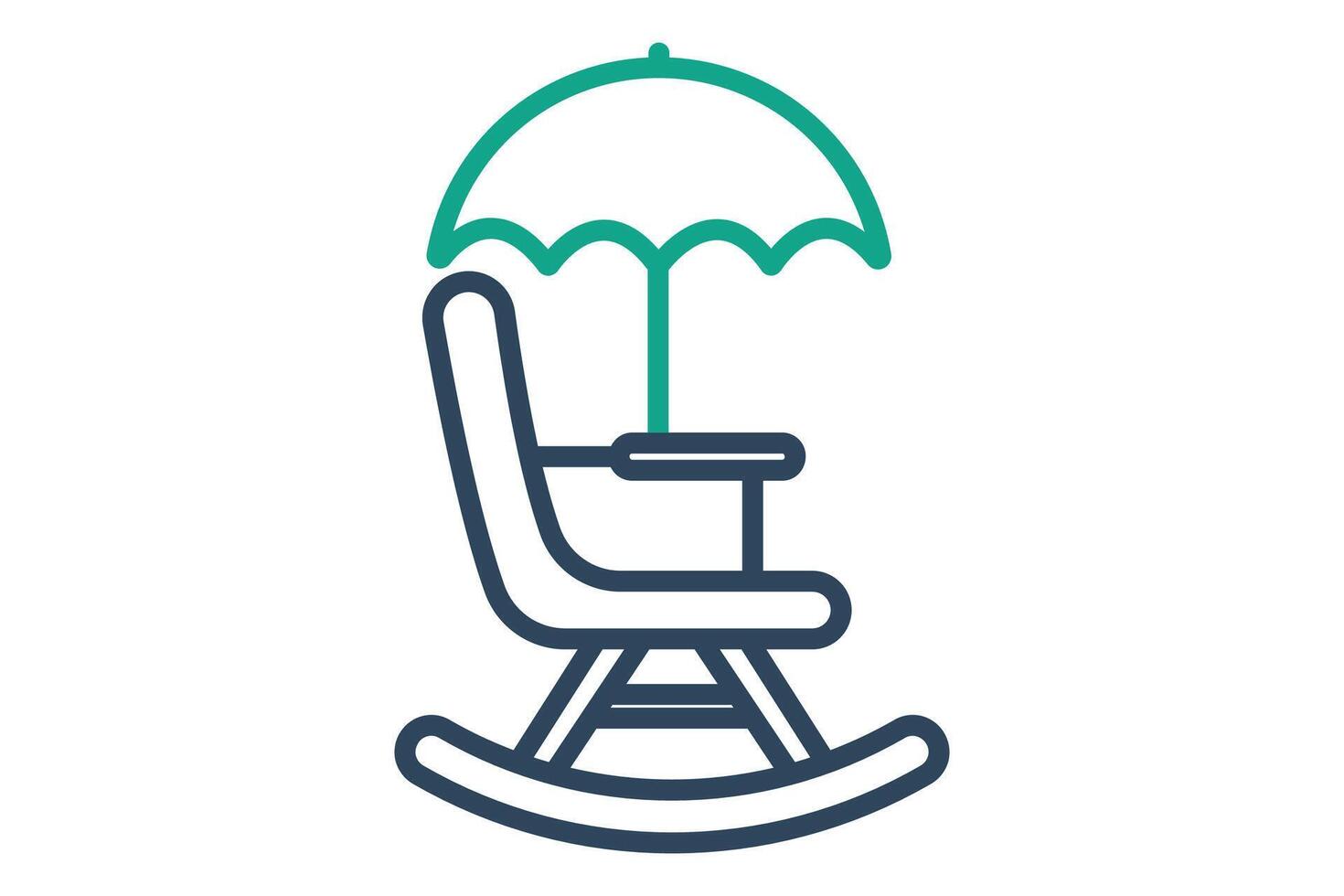 pension icon. rocking chair with umbrella. icon related to elderly. line icon style. old age element illustration vector