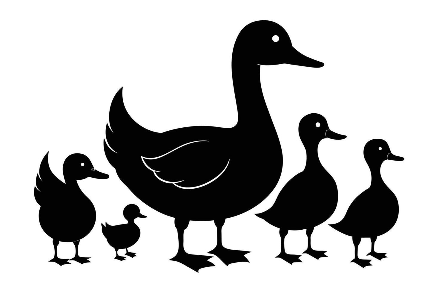 Duck collection silhouette illustration vector