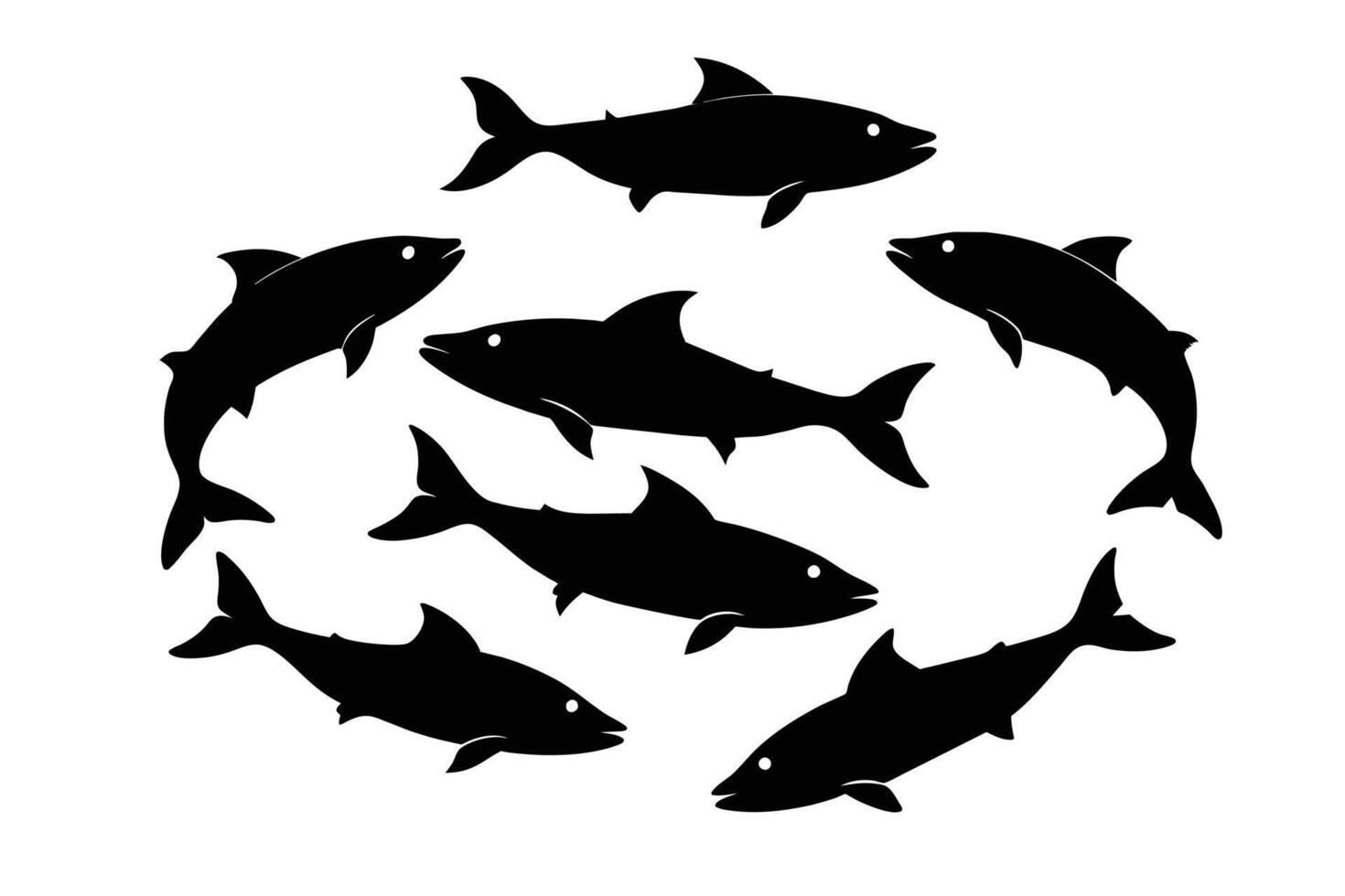 Salmon silhouette bundle vector