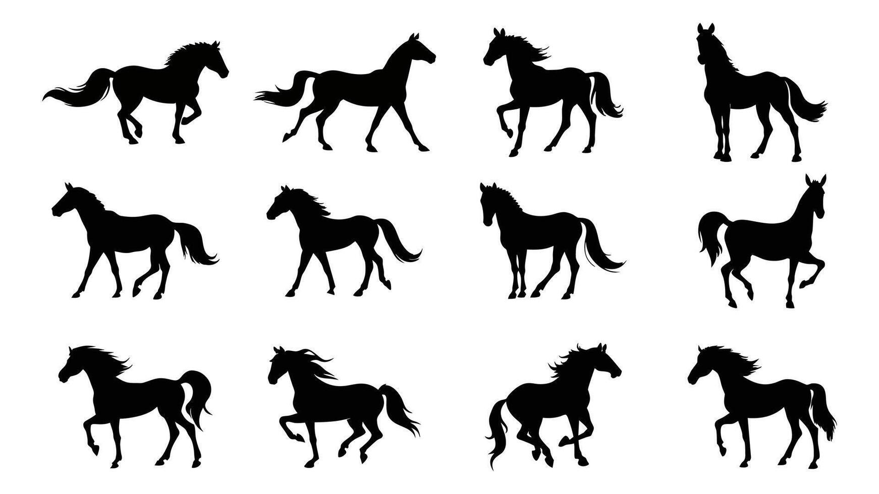 silueta, de, caballo, ilustración vector