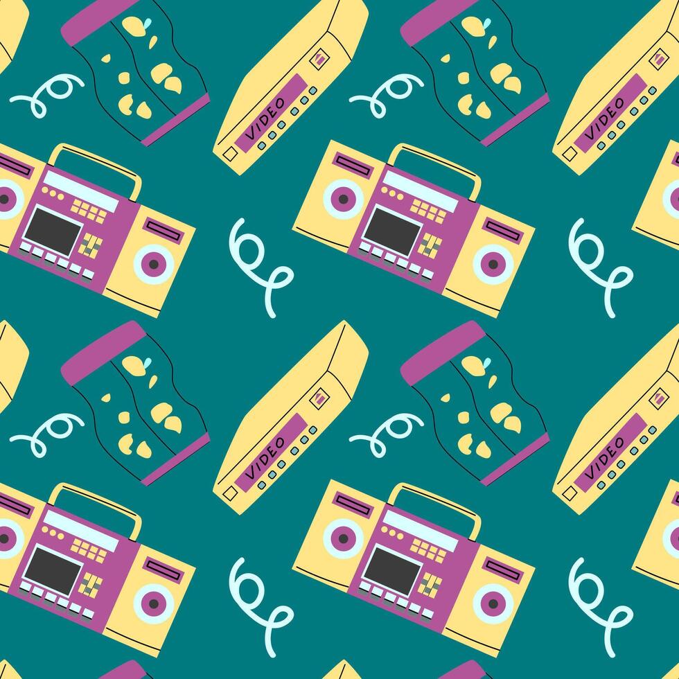 90s retro elements seamless pattern, retro style for background vector