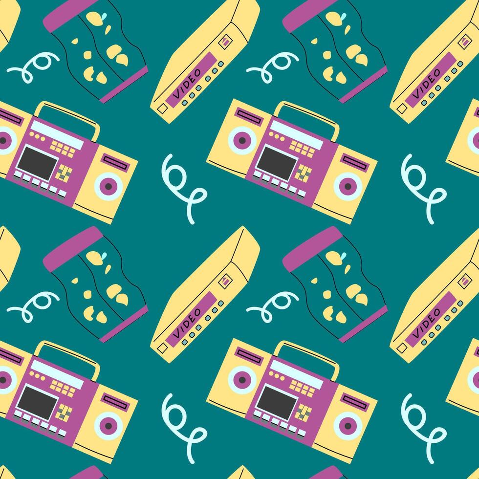 90s retro elements seamless pattern, retro style for background vector