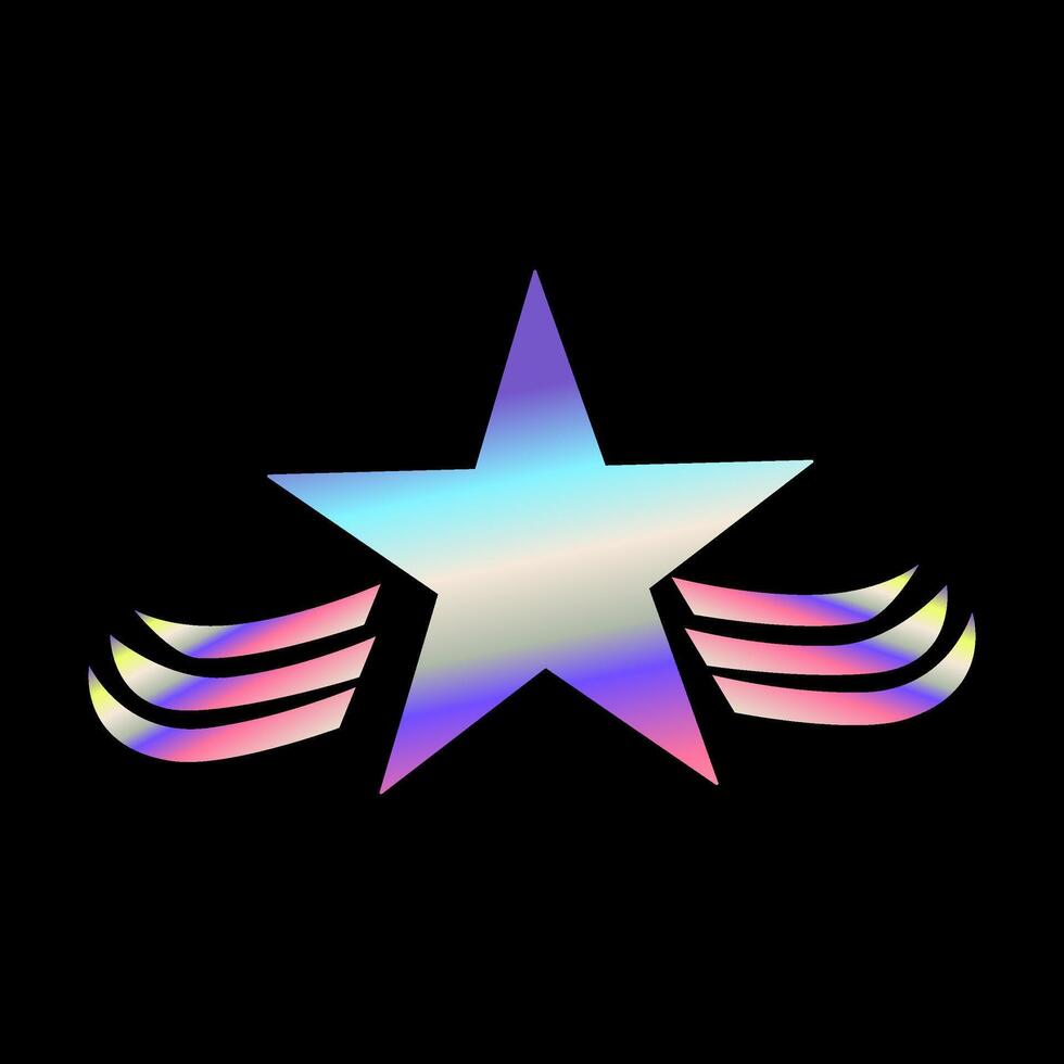 Y2k element. sticker star in hologram design. vector