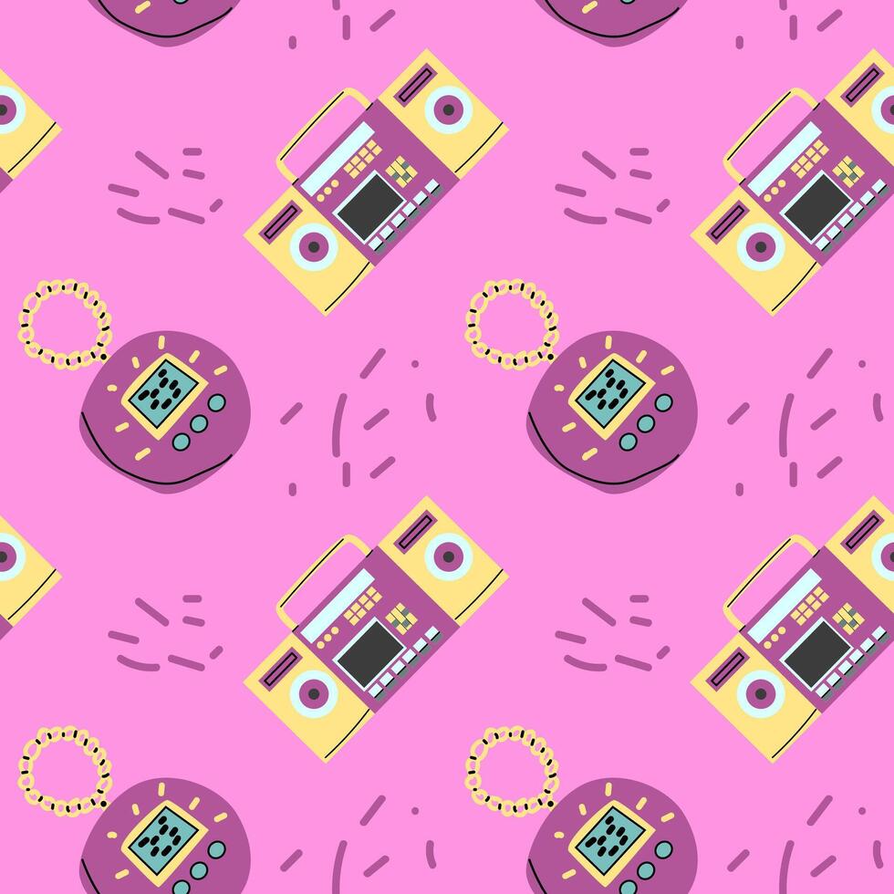 90s retro elements seamless pattern, retro style for background vector