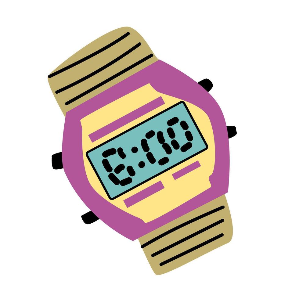 90s retro elemento reloj reloj o años 80, o y2k elemento, retro diseño vector